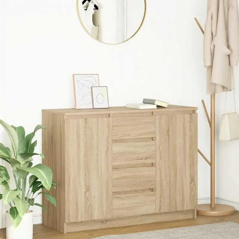 vidaXL - Dressoir met lades 100,5x35x76 cm spaanplaat sonoma eikenkleurig