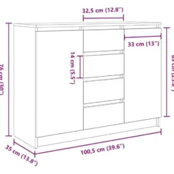 vidaXL - Dressoir met lades 100,5x35x76 cm spaanplaat sonoma eikenkleurig
