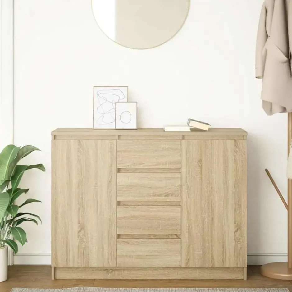 vidaXL - Dressoir met lades 100,5x35x76 cm spaanplaat sonoma eikenkleurig