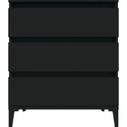 vidaXL - Dressoir met 3 lades - Zwart - Bewerkt hout en metaal- 91x28x75 cm
