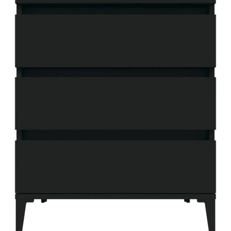 vidaXL - Dressoir met 3 lades - Zwart - Bewerkt hout en metaal- 91x28x75 cm