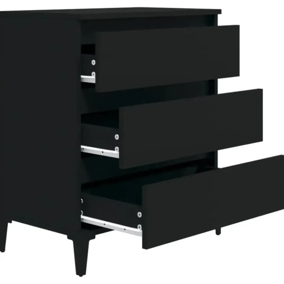 vidaXL - Dressoir met 3 lades - Zwart - Bewerkt hout en metaal- 91x28x75 cm