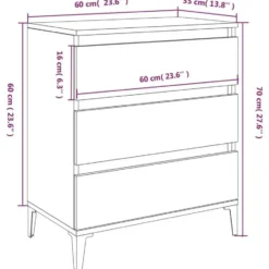 vidaXL - Dressoir met 3 lades - Zwart - Bewerkt hout en metaal- 91x28x75 cm