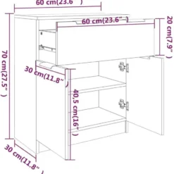 vidaXL - Dressoir 60x30x70 cm bewerkt hout sonoma eikenkleurig kast opbergkast