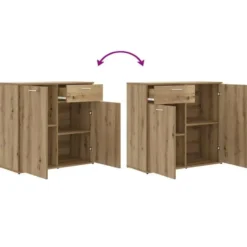 vidaXL - Dressoir 80x36x75 cm bewerkt hout artisanaal eikenkleur