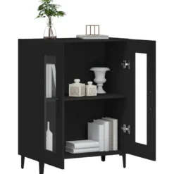 vidaXL - Dressoir 69,5x34x90 cm bewerkt hout zwart dressoir
