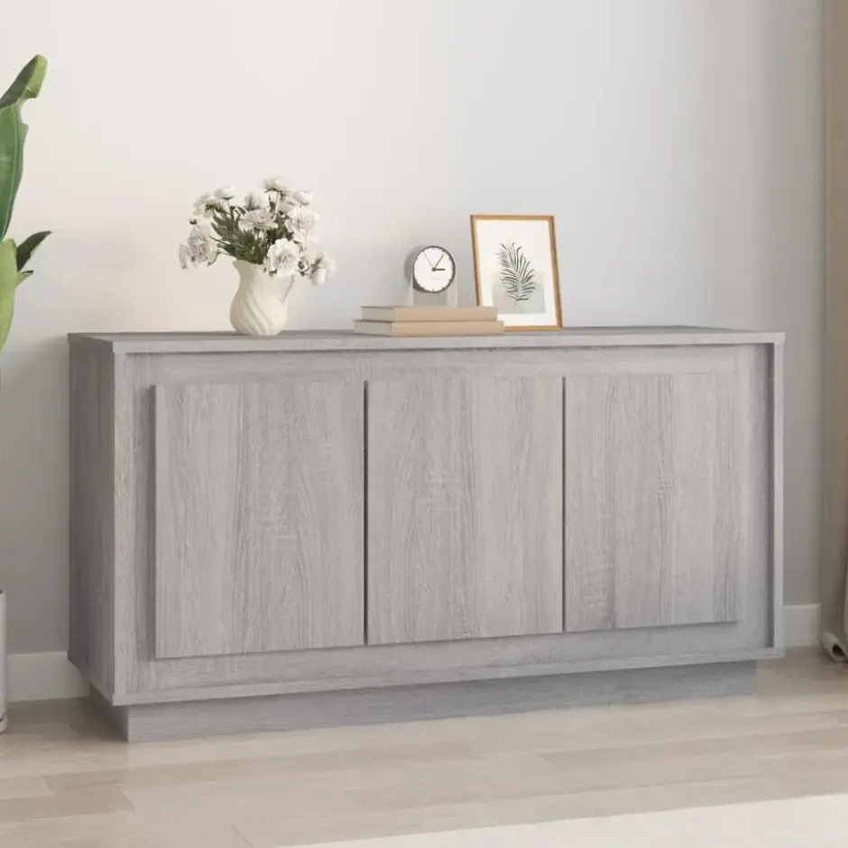 vidaXL - Dressoir 102x35x55 cm Grijs Bewerkt hout