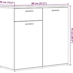 vidaXL - Dressoir 80 x 36 x 75 cm Zwart Bewerkt hout
