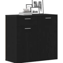 vidaXL - Dressoir 80 x 36 x 75 cm Zwart Bewerkt hout