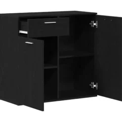 vidaXL - Dressoir 80 x 36 x 75 cm Zwart Bewerkt hout