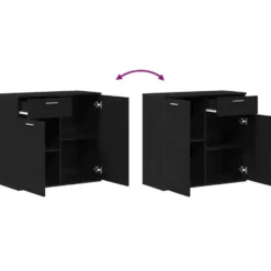 vidaXL - Dressoir 80 x 36 x 75 cm Zwart Bewerkt hout