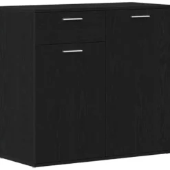 vidaXL - Dressoir 80 x 36 x 75 cm Zwart Bewerkt hout