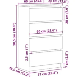 vidaXL - Dressoir - Zwart - Bewerkt hout