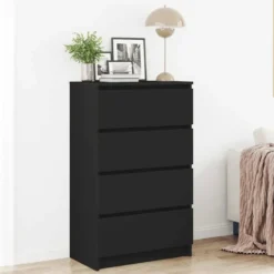 vidaXL - Dressoir - Zwart - Bewerkt hout