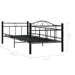 vidaXL - Eenpersoonsbedbank - Zwart - Metaal - 90x200 cm