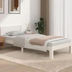 vidaXL - Eenpersoonsbed frame - Wit - Massief grenenhout - 90x200 cm