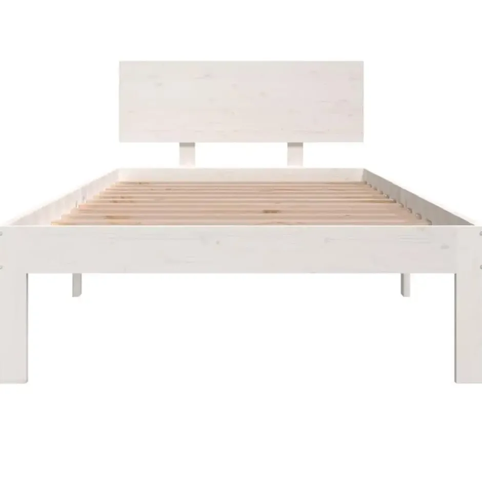 vidaXL - Eenpersoonsbed frame - Wit - Massief grenenhout - 90x200 cm