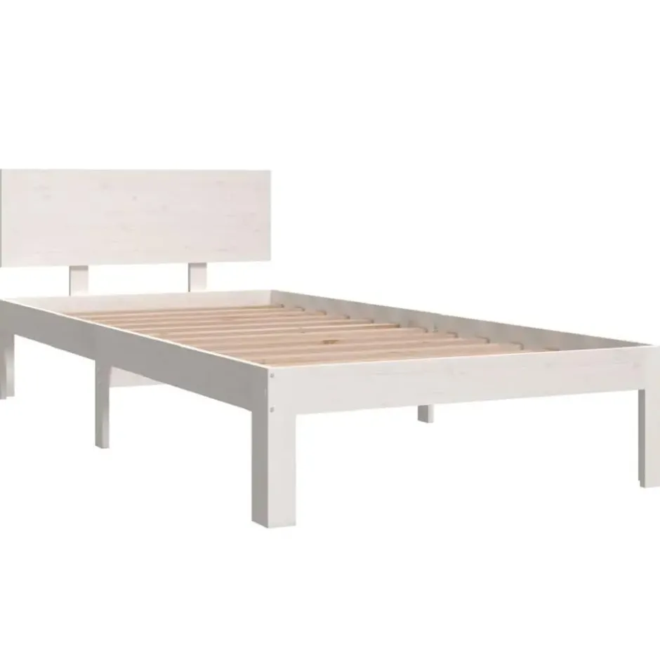 vidaXL - Eenpersoonsbed frame - Wit - Massief grenenhout - 90x200 cm