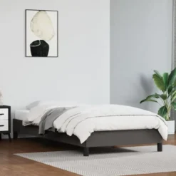 vidaXL - Eenpersoonsbed - Grijs - Kunstleer - 90x200 cm
