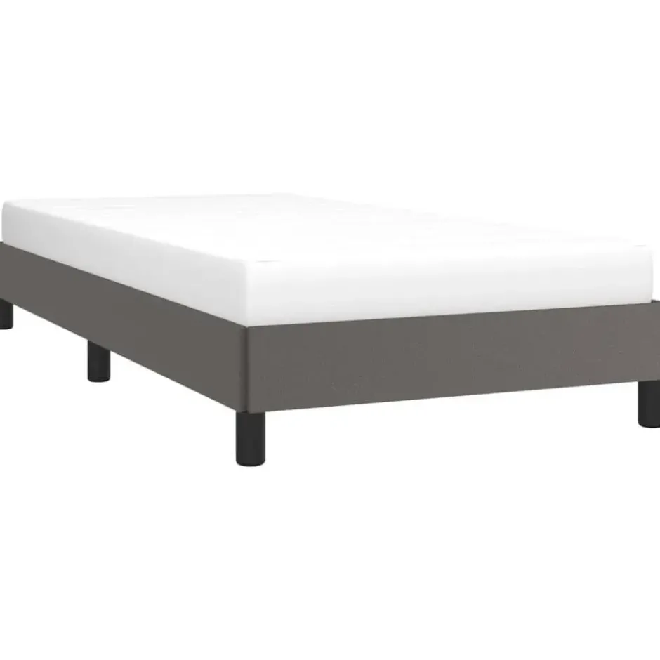 vidaXL - Eenpersoonsbed - Grijs - Kunstleer - 90x200 cm