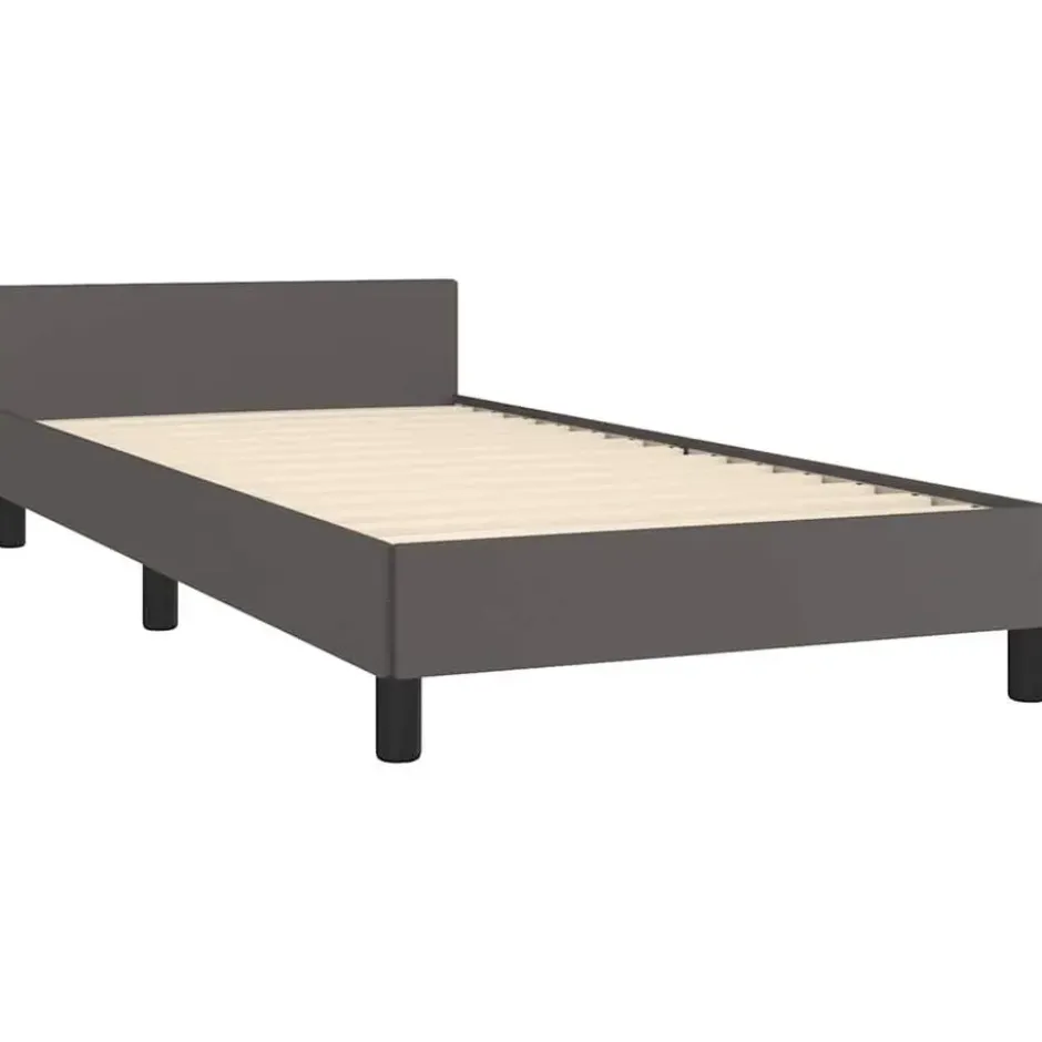 vidaXL - Eenpersoonsbed met hoofdeinde zonder matras - Grijs - 90x200 cm