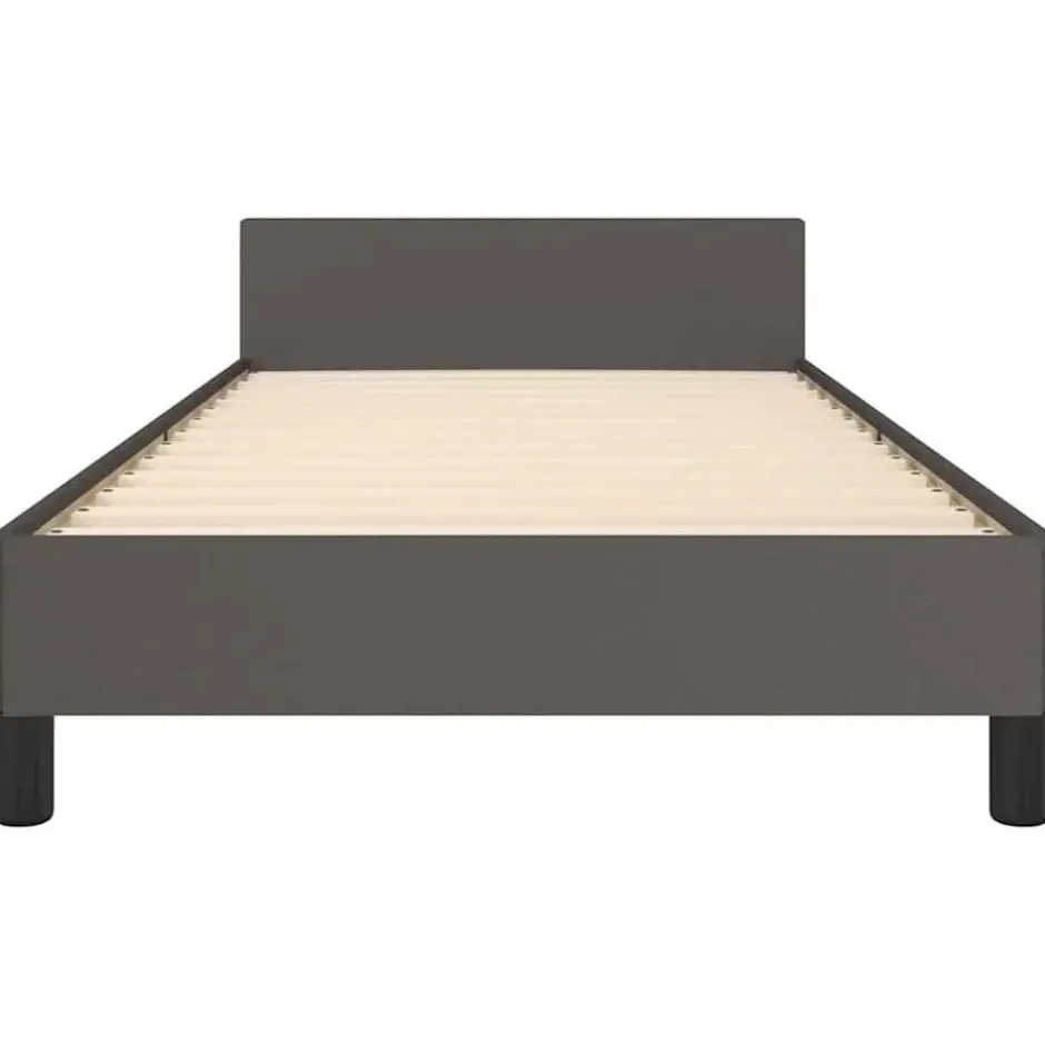vidaXL - Eenpersoonsbed met hoofdeinde zonder matras - Grijs - 90x200 cm