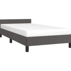 vidaXL - Eenpersoonsbed met hoofdeinde zonder matras - Grijs - 90x200 cm