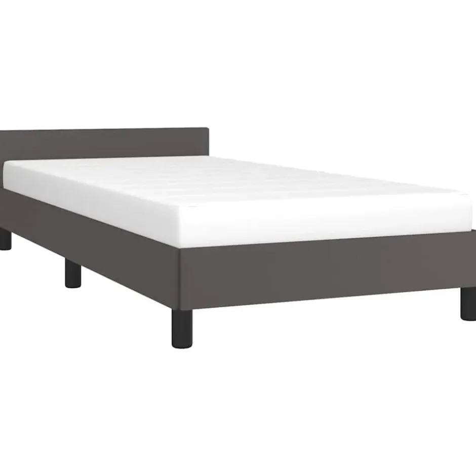 vidaXL - Eenpersoonsbed met hoofdeinde zonder matras - Grijs - 90x200 cm