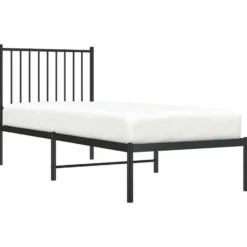 vidaXL - Eenpersoonsbed met hoofdbord - Zwart - Metaal - 80x200 cm
