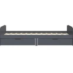 vidaXL - Eenpersoonsbed met lades - Donkergrijs - Massief grenenhout - 90x200 cm