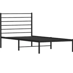 vidaXL - Eenspersoonsbed met hoofdbord - Zwart - Metaal - 80x200 cm