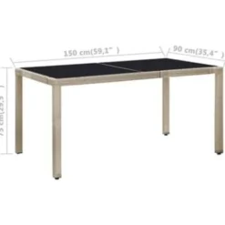 vidaXL - Eethoek Voor Buiten - Beige - Poly rattan - 150 cm tafellengte