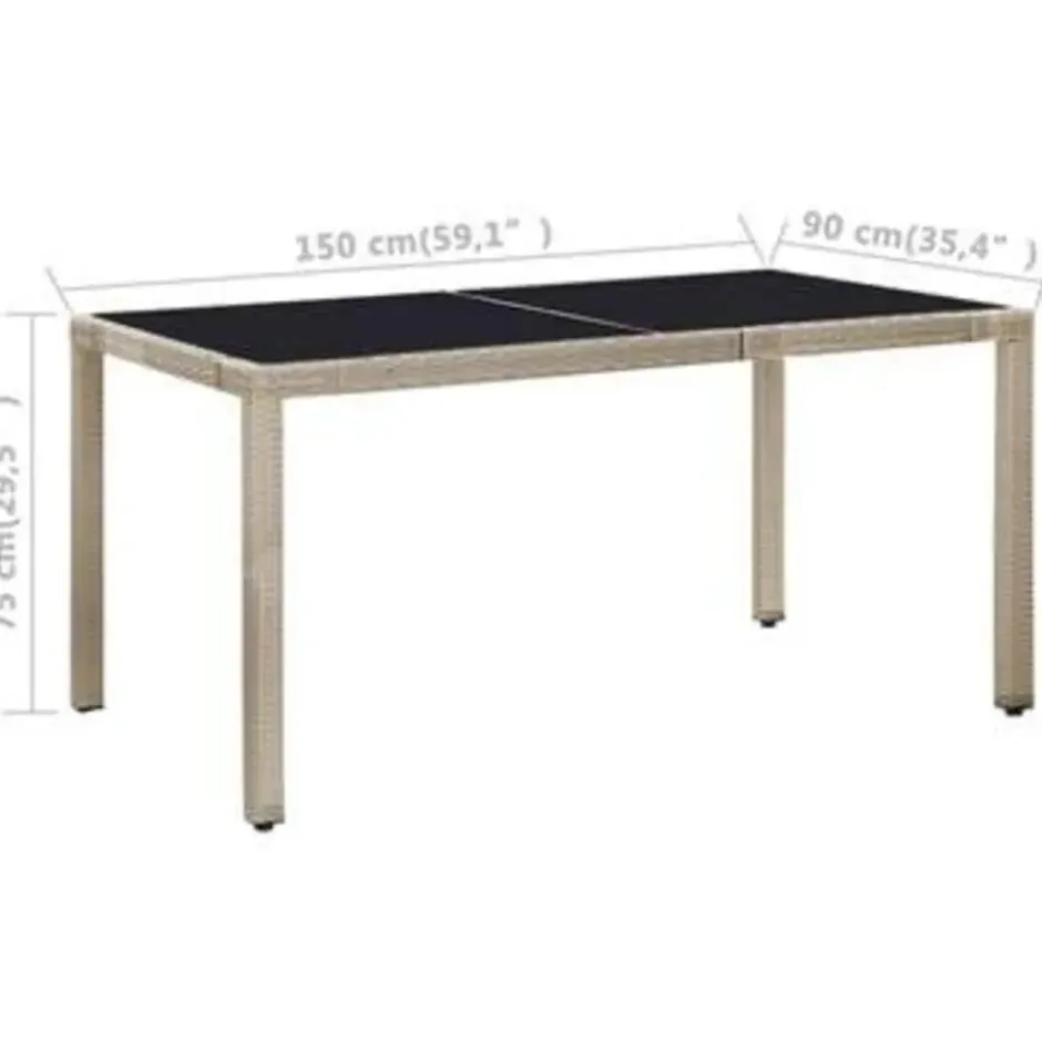 vidaXL - Eethoek Voor Buiten - Beige - Poly rattan - 150 cm tafellengte