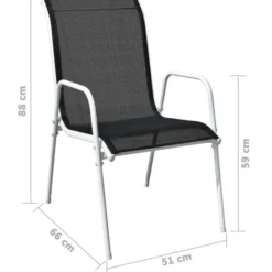 vidaXL - Eethoek Voor Buiten - Zwart - Staal - 3 stuks