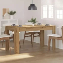 vidaXL Eettafel - Artisanaal eiken - Bewerkt hout - 140x74.5x76 cm