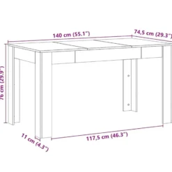 vidaXL Eettafel - Artisanaal eiken - Bewerkt hout - 140x74.5x76 cm