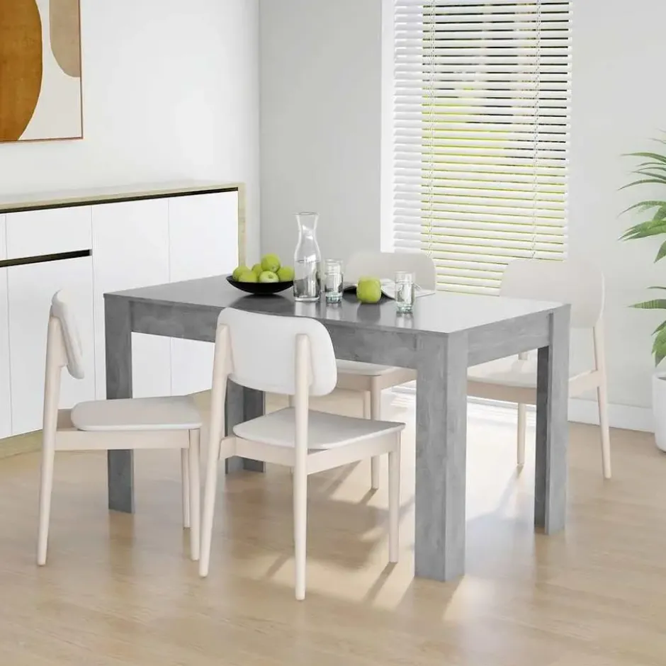 vidaXL Eettafel - Betongrijs - Bewerkt hout - 140x74.5x76 cm