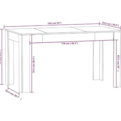 vidaXL Eettafel - Betongrijs - Bewerkt hout - 140x74.5x76 cm