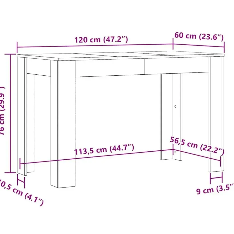 vidaXL - Eettafel - Bruin - Bewerkt hout