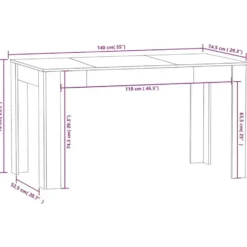 vidaXL Eettafel - Gerookt eiken - Bewerkt hout - 140x74.5x76 cm