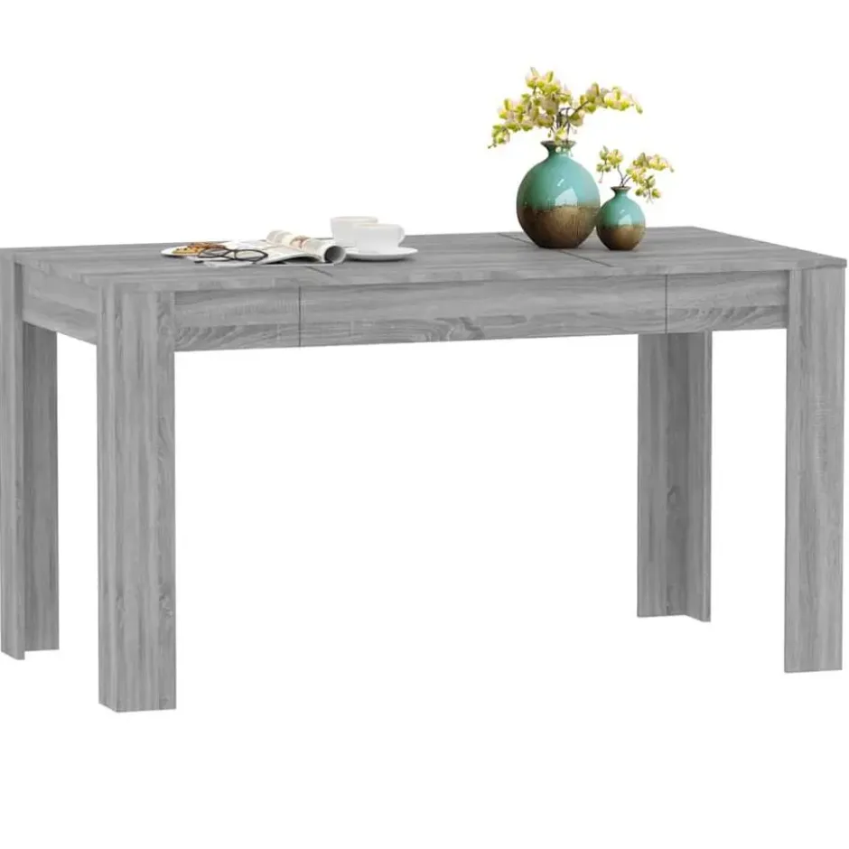 vidaXL Eettafel - Grijs sonoma eiken - Bewerkt hout - 140x74.5x76 cm