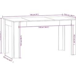 vidaXL Eettafel - Grijs sonoma eiken - Bewerkt hout - 140x74.5x76 cm