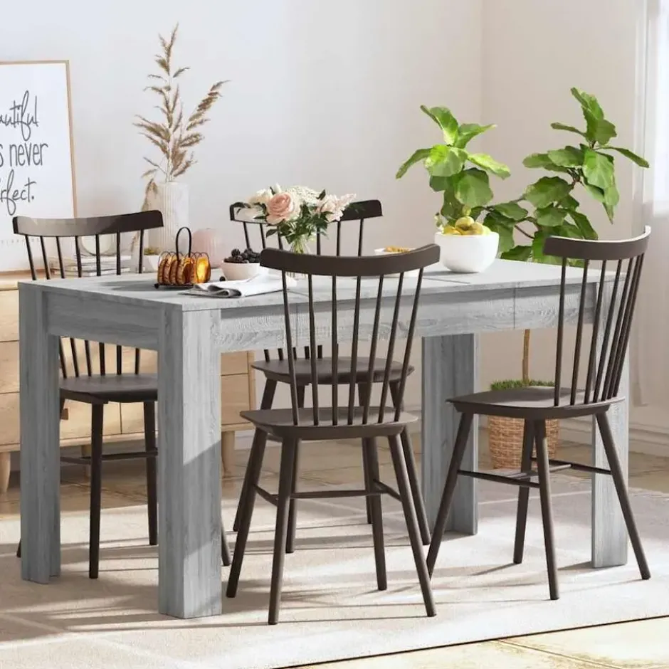 vidaXL Eettafel - Grijs sonoma eiken - Bewerkt hout - 140x74.5x76 cm