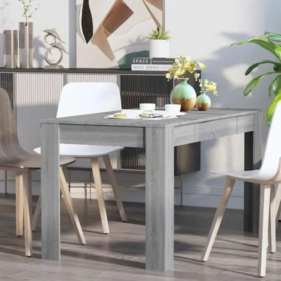 vidaXL Eettafel - Grijs sonoma eiken - Bewerkt hout - 140x74.5x76 cm