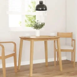 vidaXL Eettafel - Inklapbare tafel - Naturel - Massief rubberhout - 90x90x55 cm