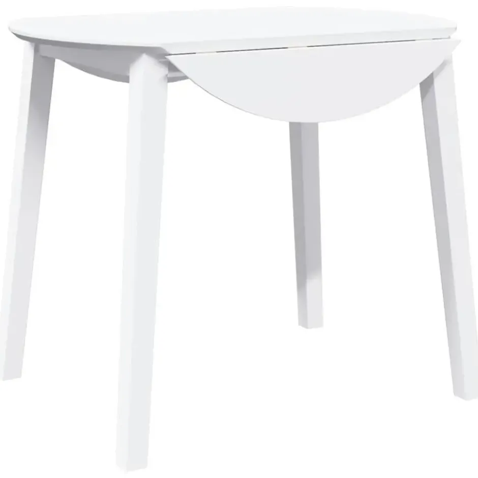 vidaXL Eettafel - Inklapbare tafel - Wit - Massief rubberhout - 90x90x55 cm