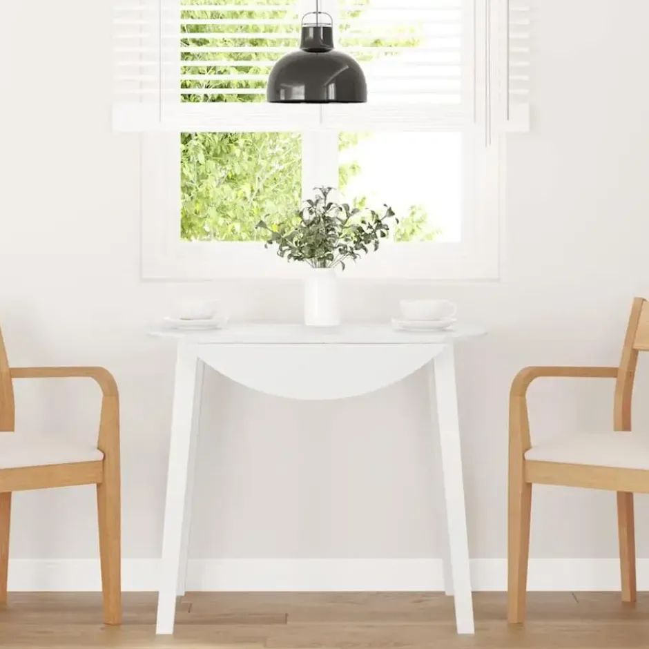 vidaXL Eettafel - Inklapbare tafel - Wit - Massief rubberhout - 90x90x55 cm