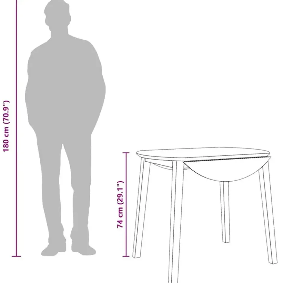 vidaXL Eettafel - Inklapbare tafel - Wit - Massief rubberhout - 90x90x55 cm
