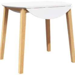 vidaXL Eettafel - Inklapbare tafel - Naturel en wit - Rubberhout - 90x90x55 cm