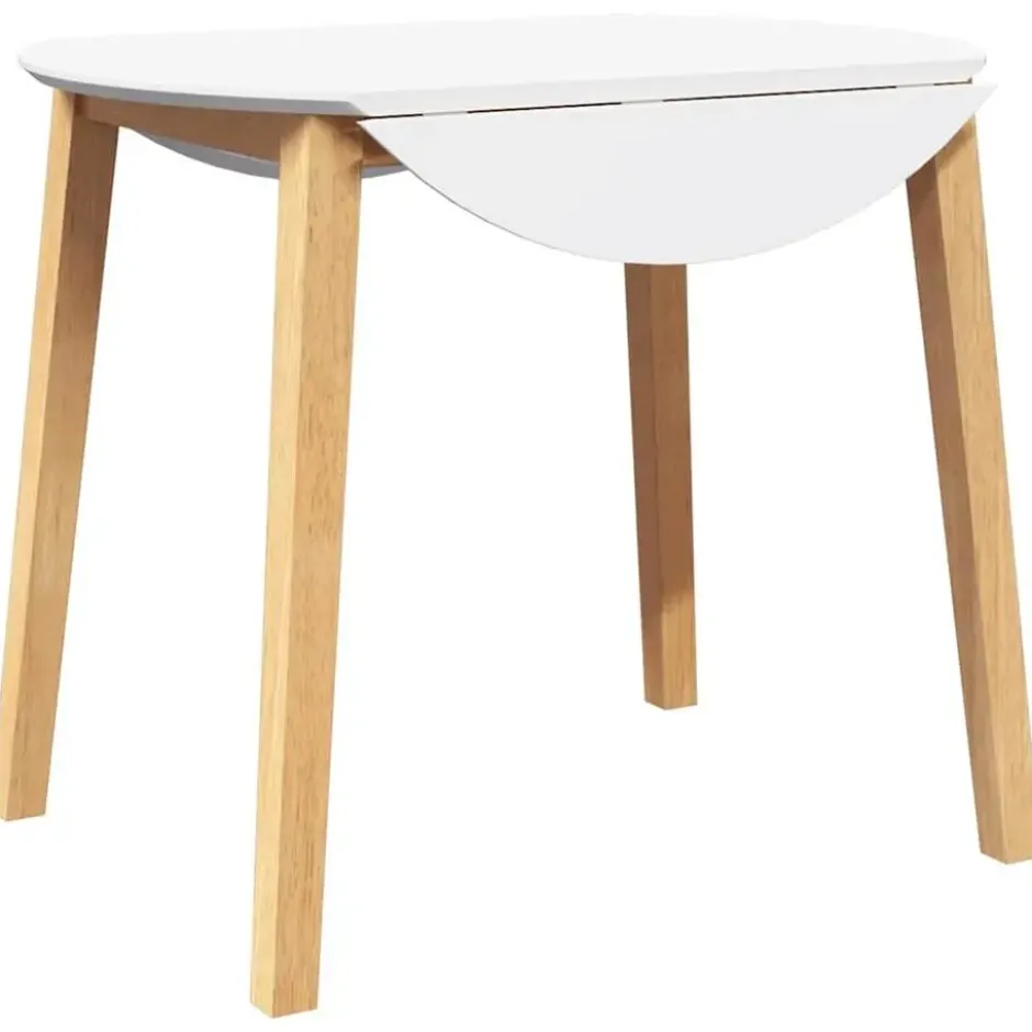 vidaXL Eettafel - Inklapbare tafel - Naturel en wit - Rubberhout - 90x90x55 cm